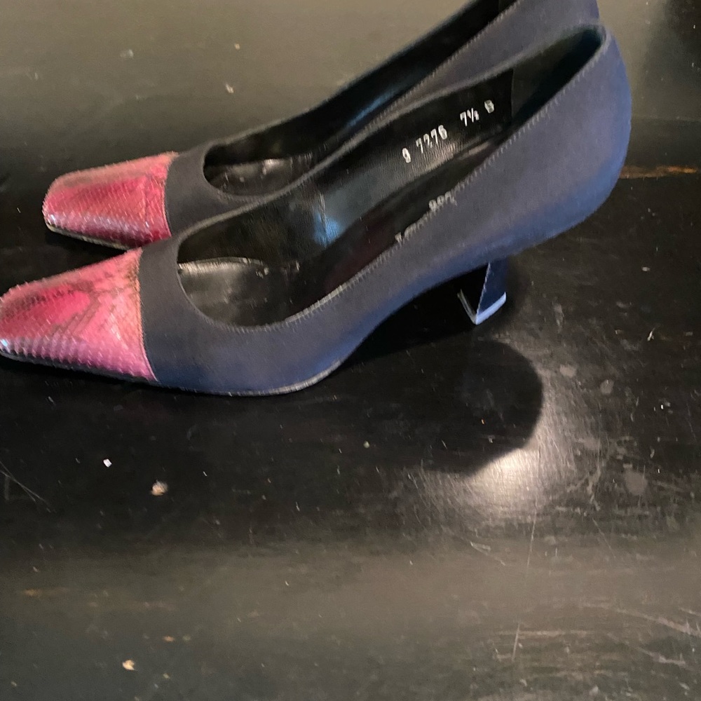 Pancaldi Vintage Pumps Satin And Python Size7.5 - image 6